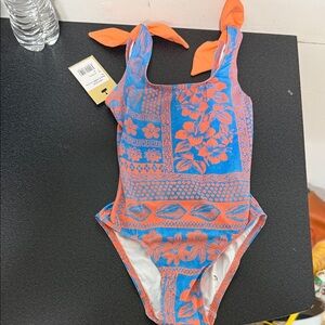 Kiwi Kids One Piece in Blue and Orange Floral